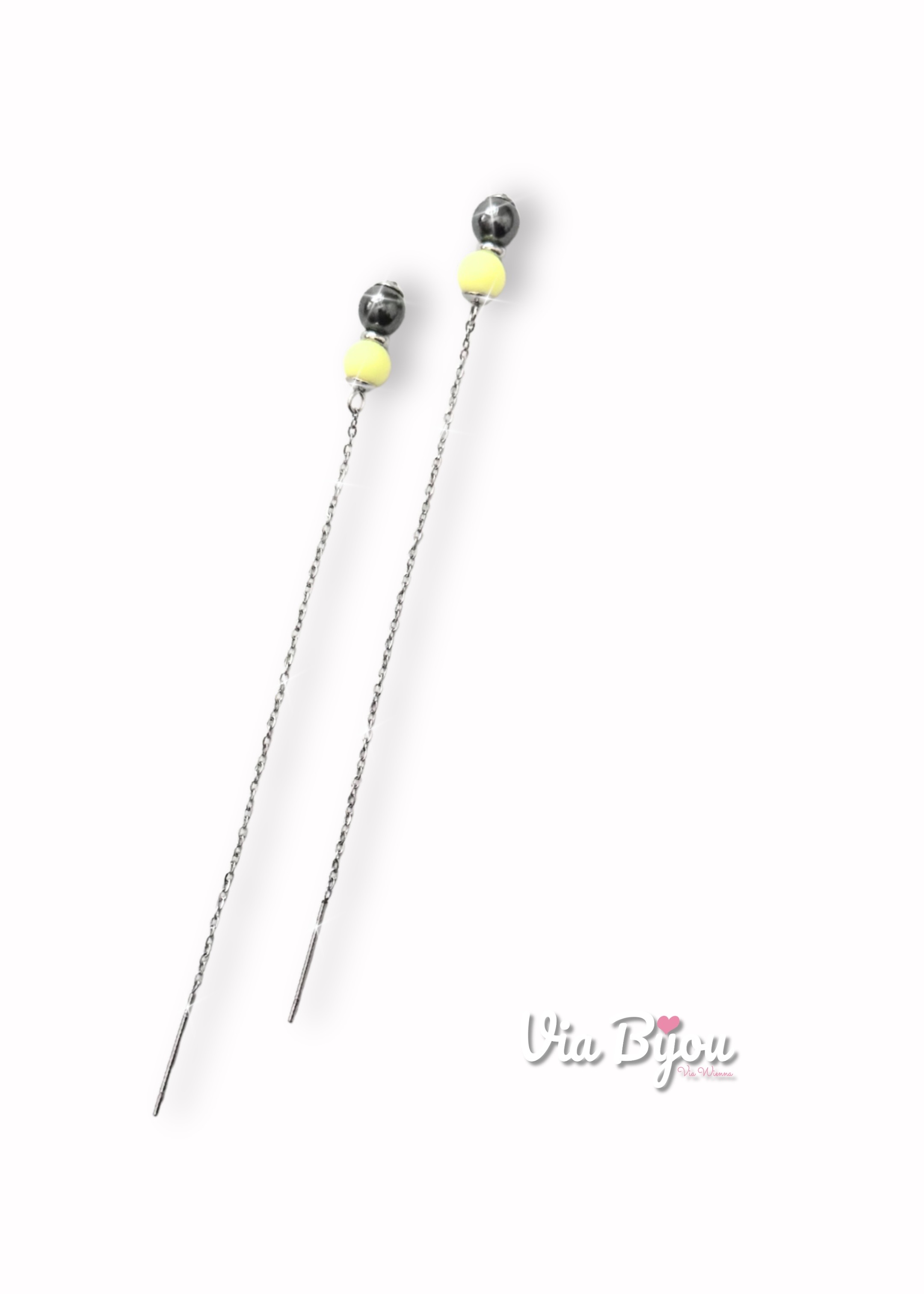 Hematite drop earrings with yellow / PRO