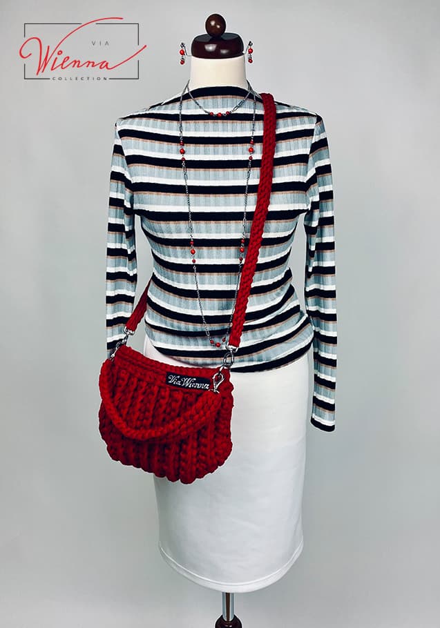 Red crochet online bag