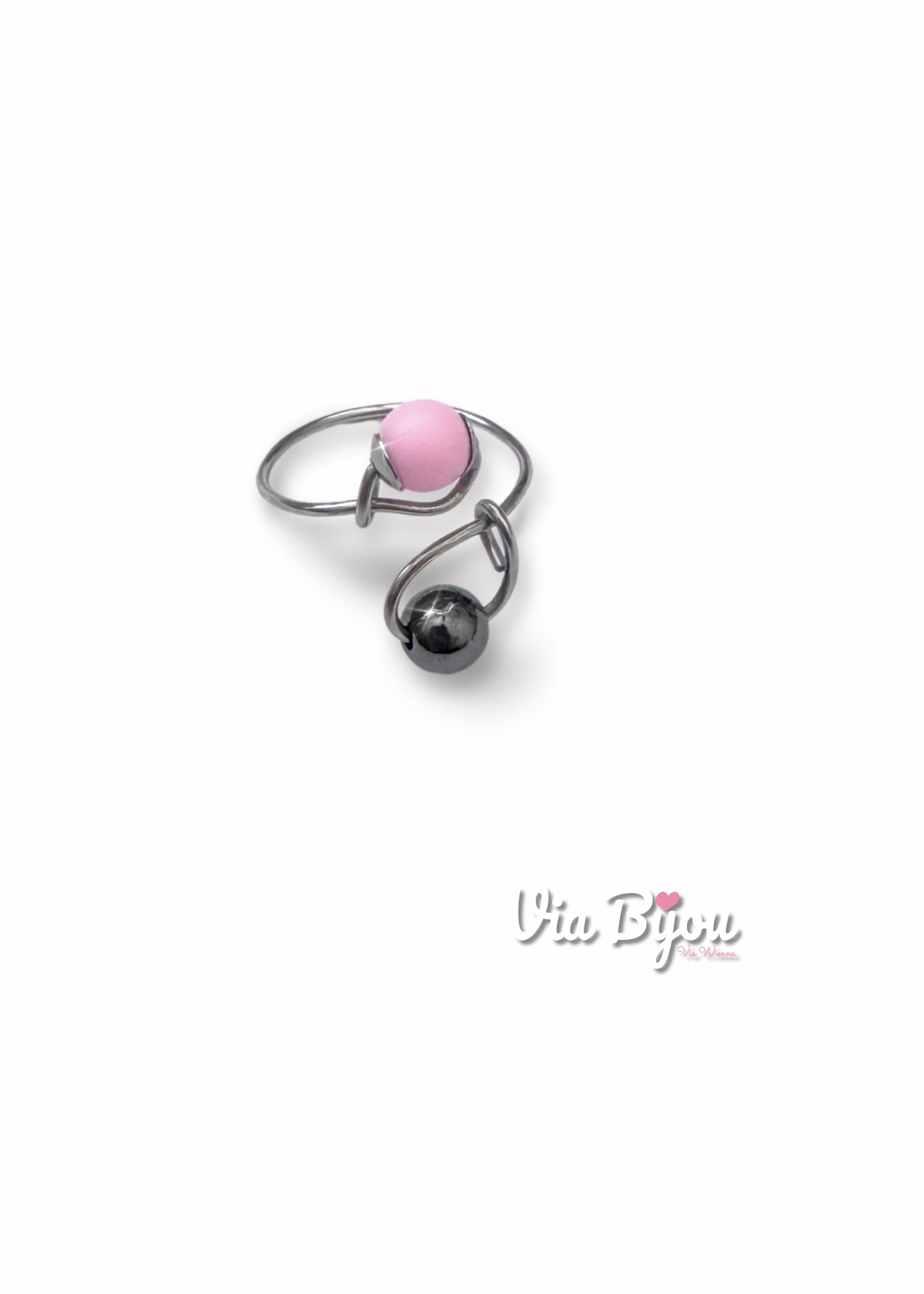 Pink expander ring with hematite / PRO
